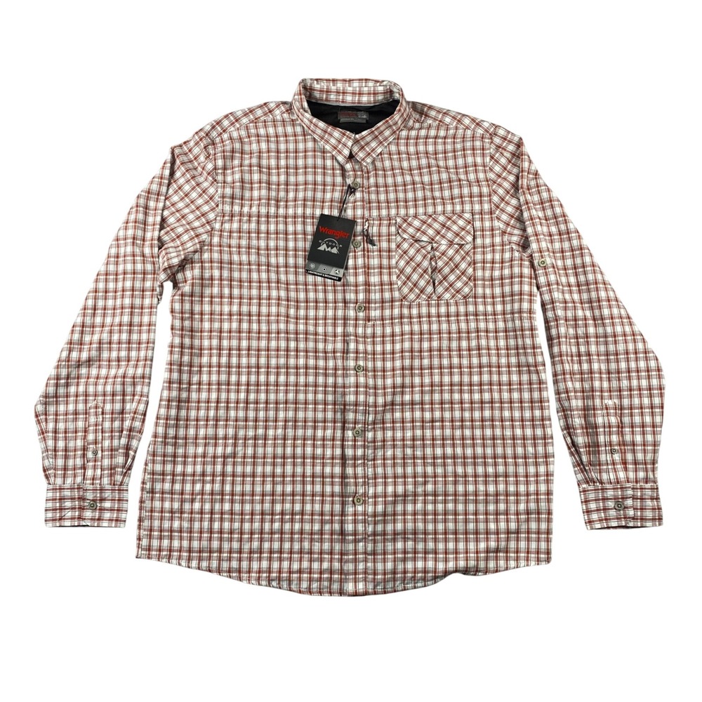 Wrangler Outdoor Mens Tall XLT Plaid Lightweight Breathable Button Down Shirt - Picture 1 of 16